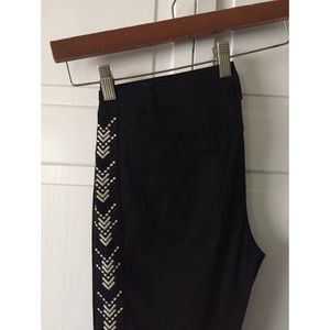 Forever 21 | Black Pants with White Embroidery